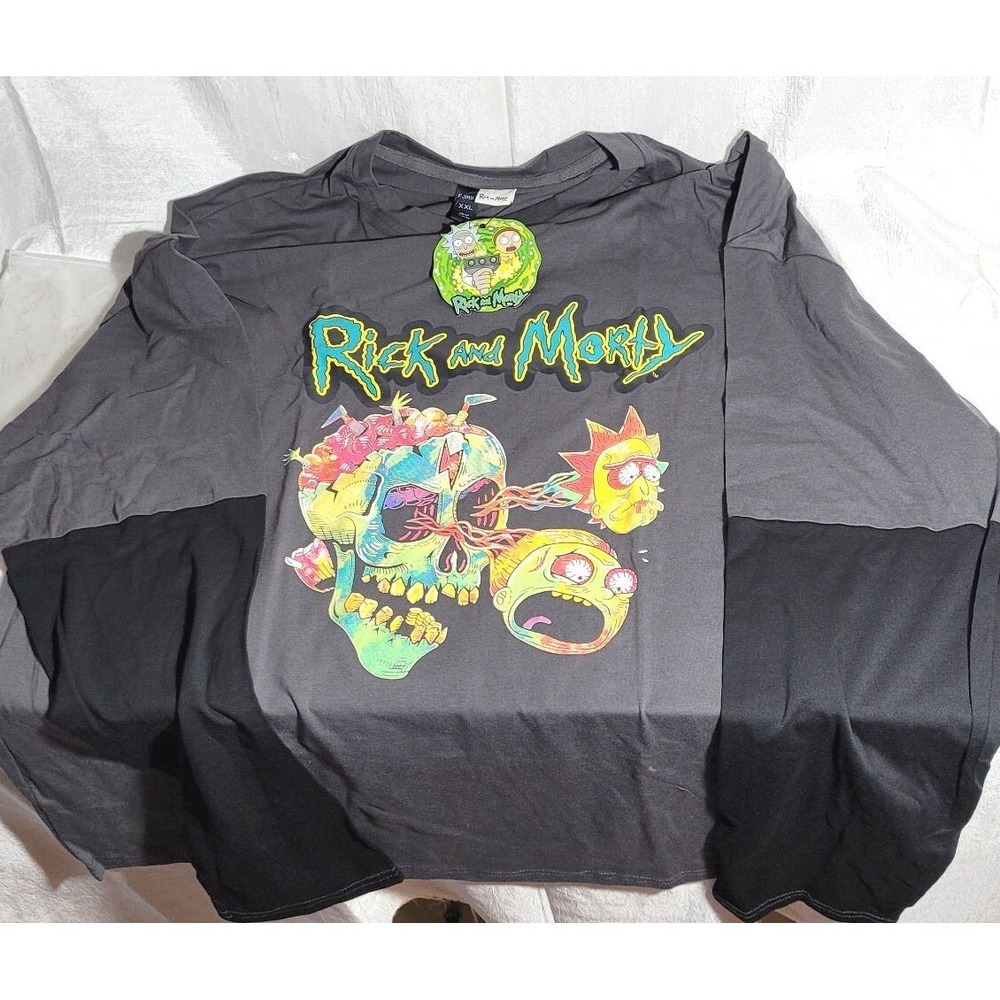 Cartoon Network WB Rick and Morty 2-Toned Long Sleeve T-Shirt - Gray - XXL